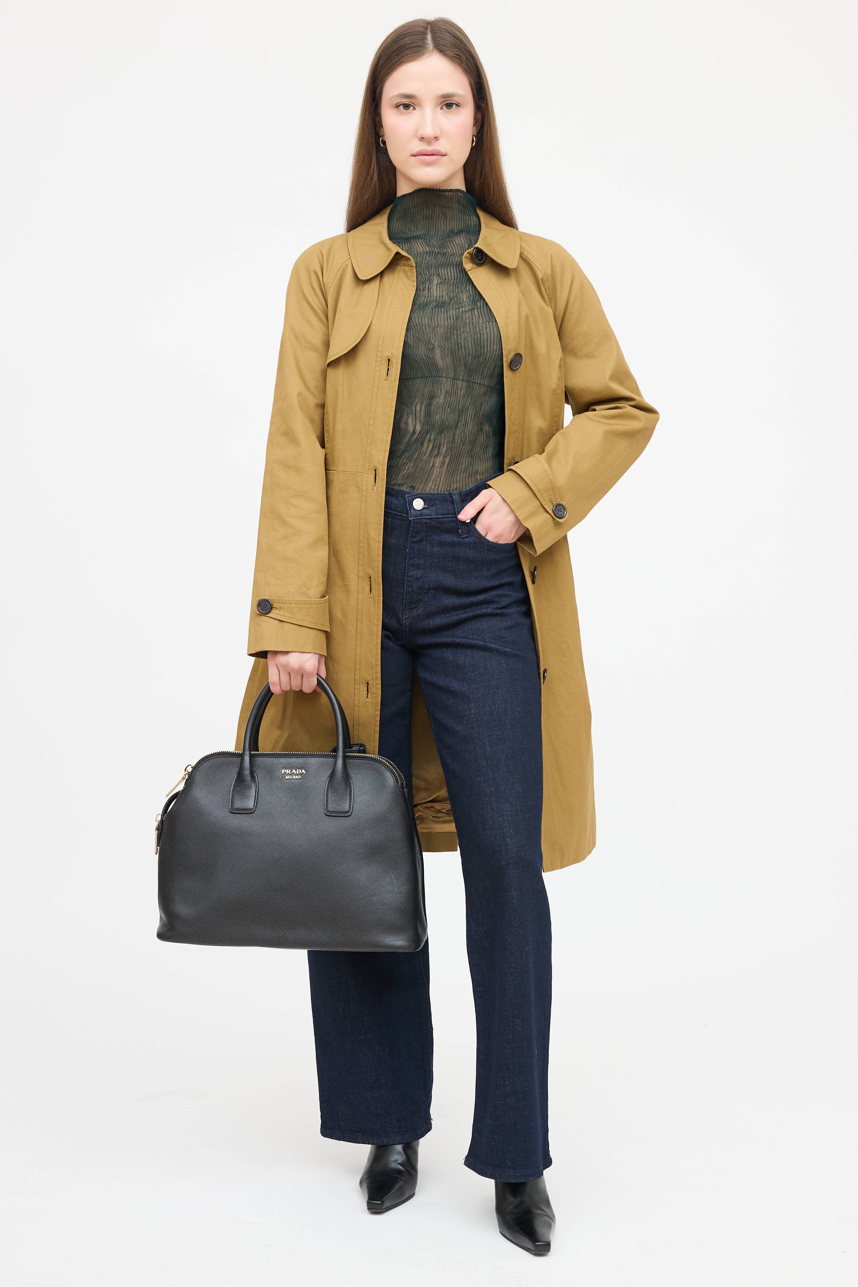 Prada Saffiano Triple Zip Dome Bag