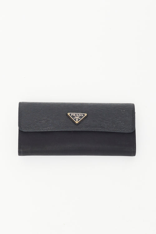 Prada Black Vitello Move Leather & Nylon Wallet