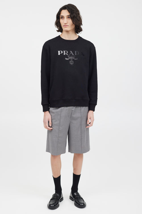 Prada Black & White Gradient Logo Sweatshirt