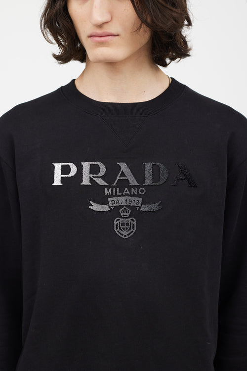 Prada Black & White Gradient Logo Sweatshirt