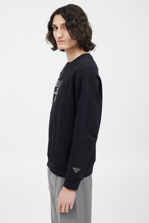 Prada Black & White Gradient Logo Sweatshirt