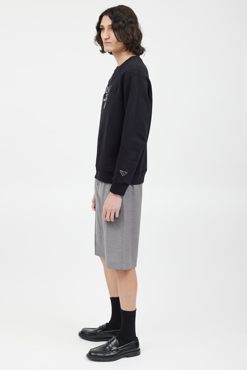 Prada Black & White Gradient Logo Sweatshirt
