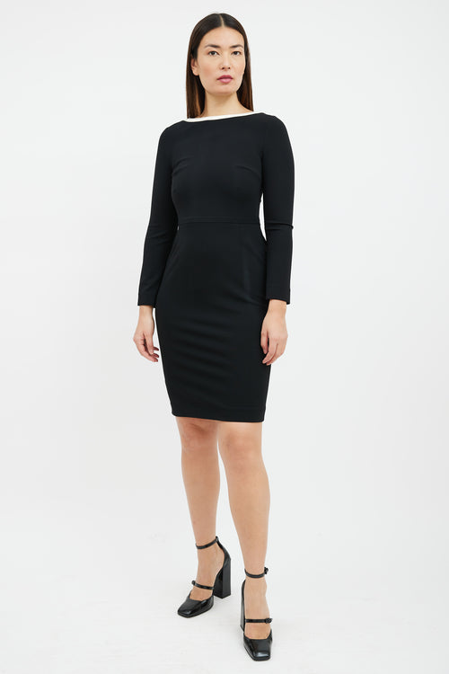 Prada Black & White Long Sleeved Sheath Dress
