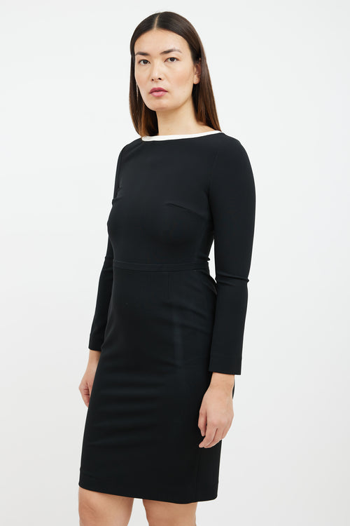 Prada Black & White Long Sleeved Sheath Dress
