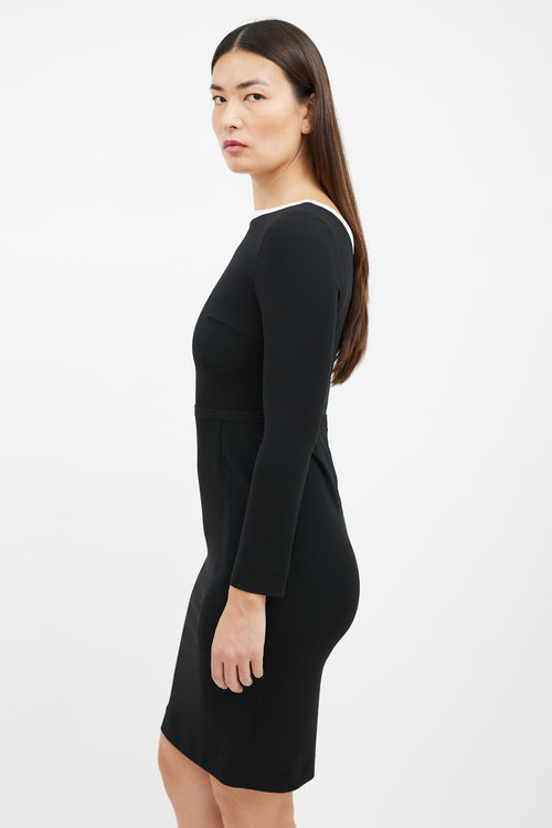 Prada Black & White Long Sleeved Sheath Dress