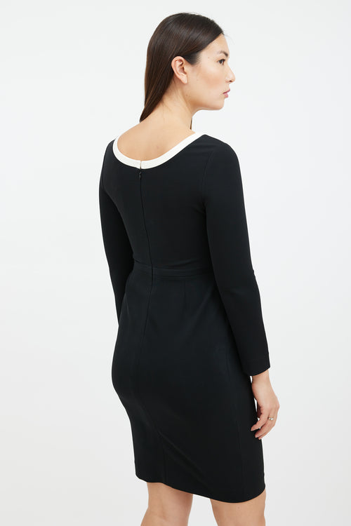 Prada Black & White Long Sleeved Sheath Dress