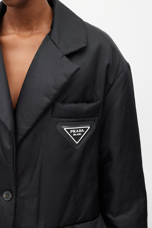 Prada Black & White Padded Re-Nylon Blazer
