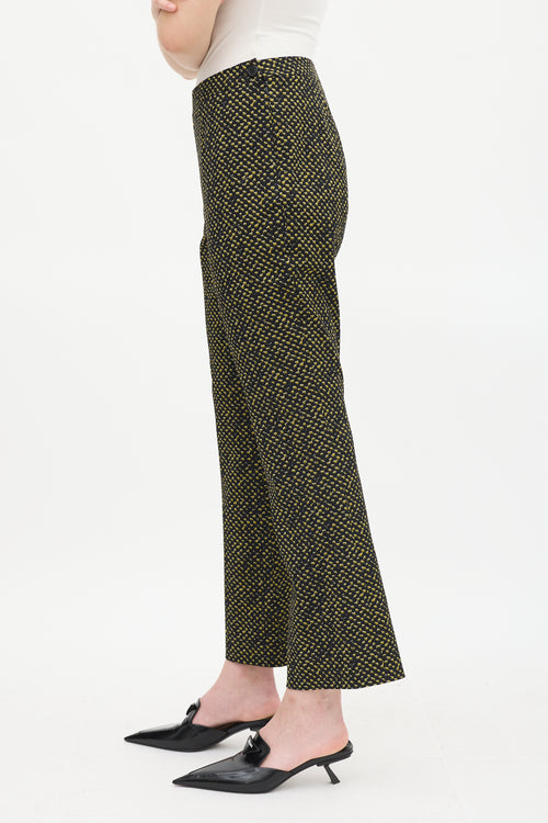 Prada Black & Yellow Wool Printed Trouser