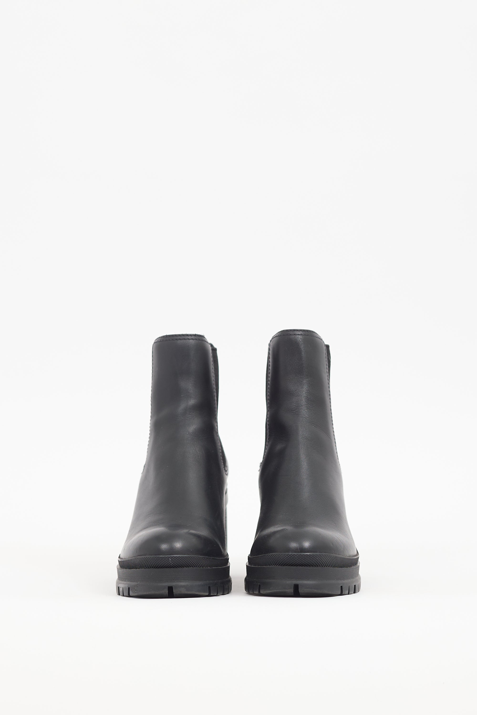 Prada Black Leather Heeled Chelsea Boot
