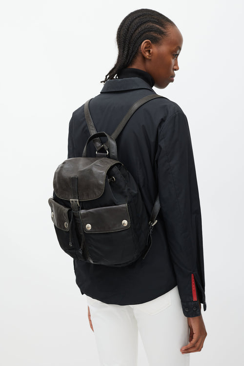 Prada Black Nylon & Leather Backpack