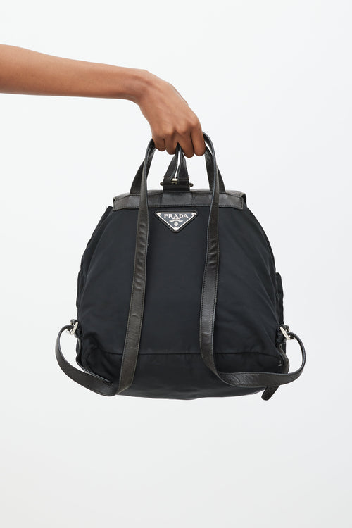 Prada Black Nylon & Leather Backpack
