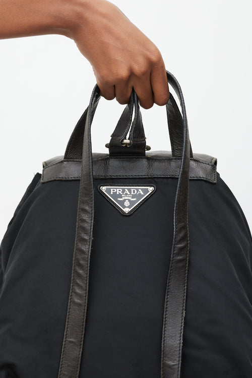 Prada Black Nylon & Leather Backpack