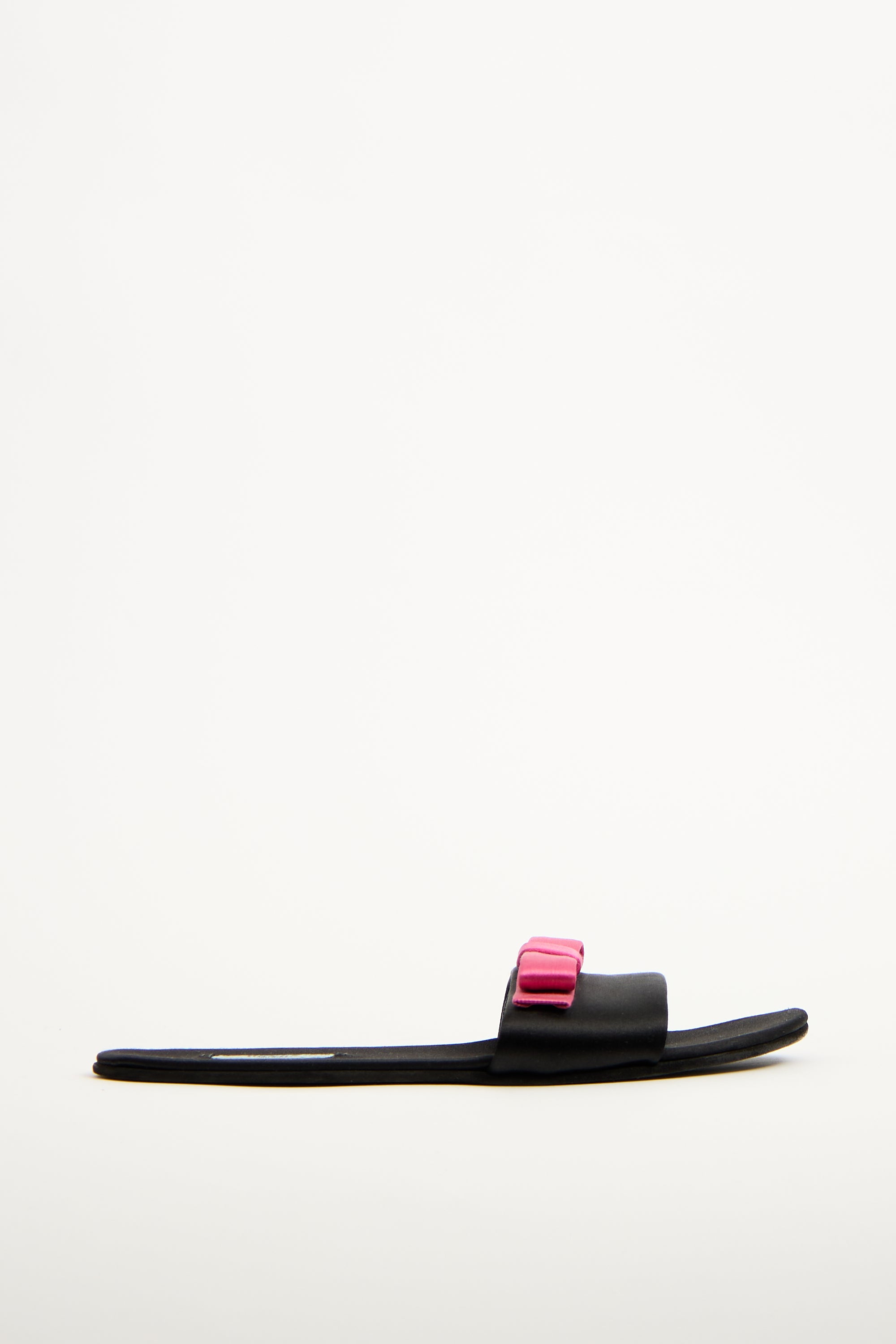 Prada Black & Pink Satin Bow Slide