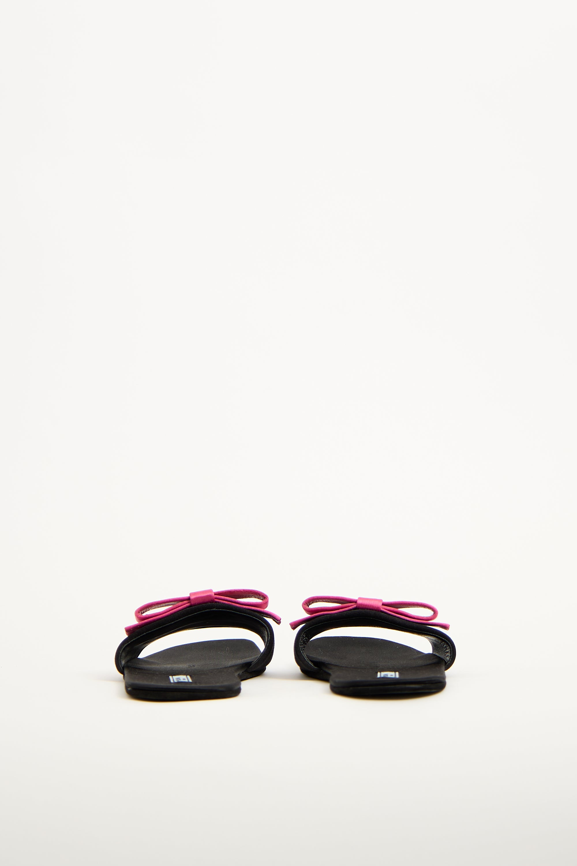 Prada Black & Pink Satin Bow Slide