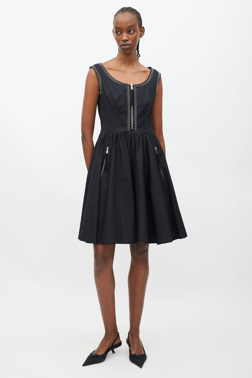 Prada Black & Silver Studded Mini Dress