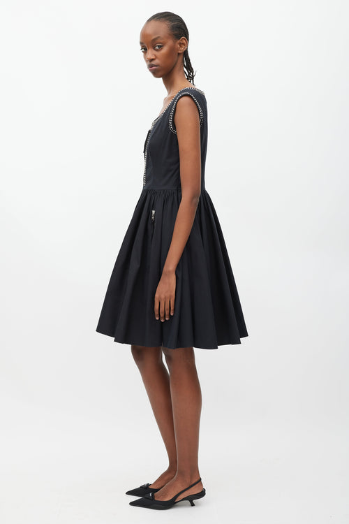Prada Black & Silver Studded Mini Dress