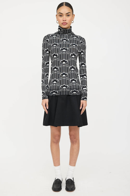 Prada Floral Knit Turtleneck Sweater