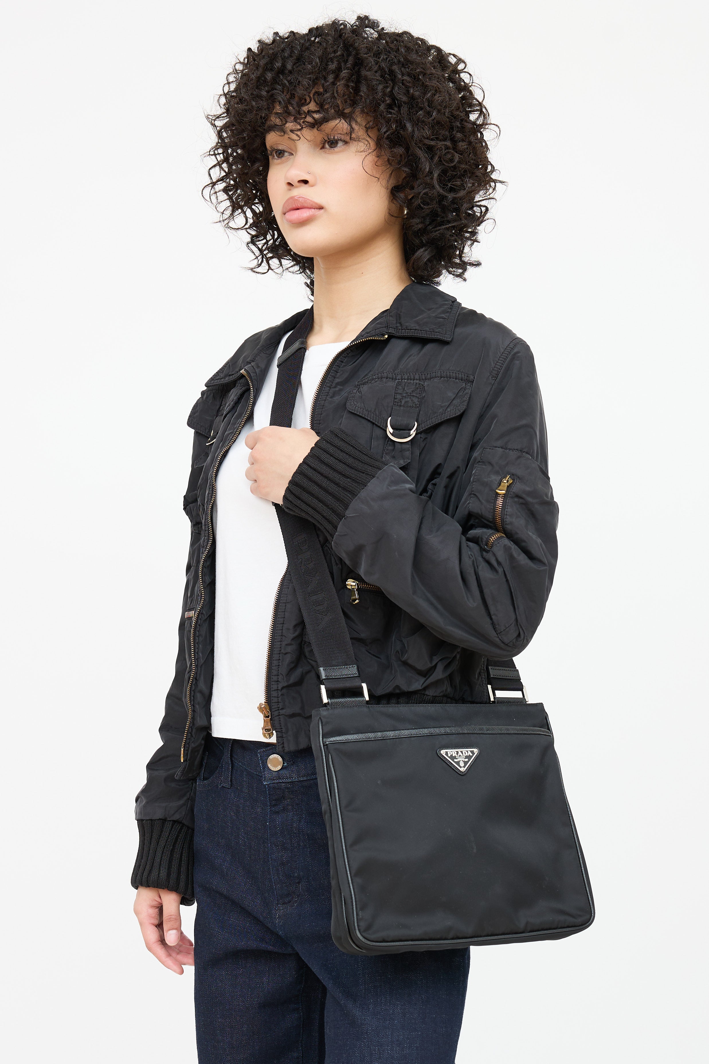 Prada Tessuto Saffiano Crossbody Bag