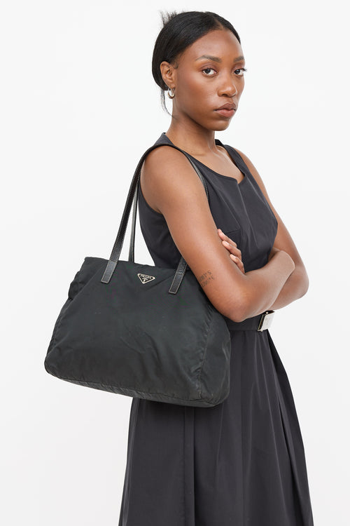 Prada Nylon Contrast Stitch Tote