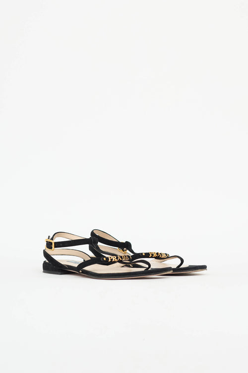 Prada Suede Logo Sandal