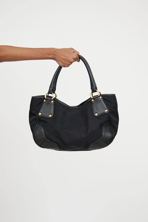 Prada Black Tessuto Vitello Daino Tote Bag
