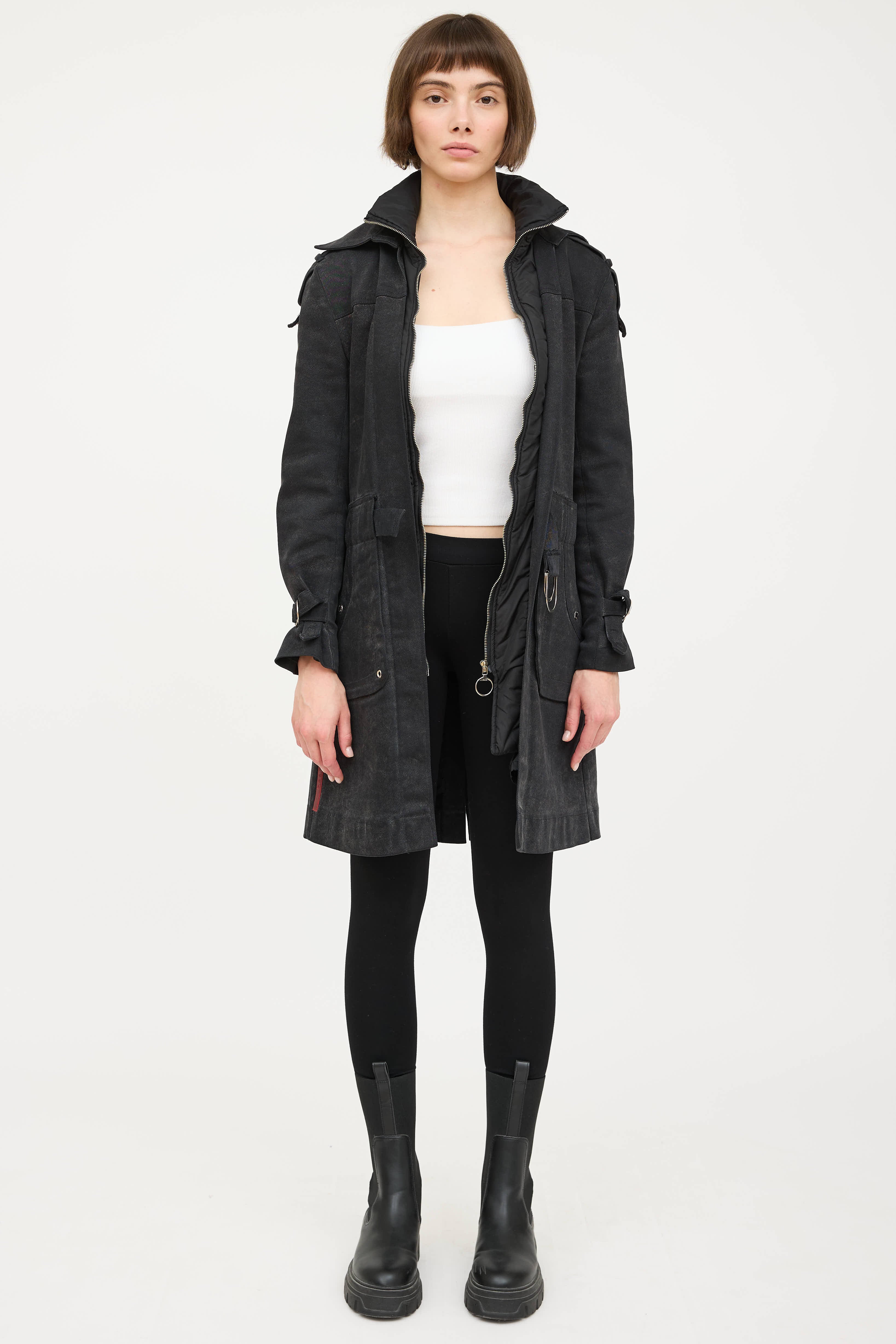PradaPadded Belted Denim Coat
