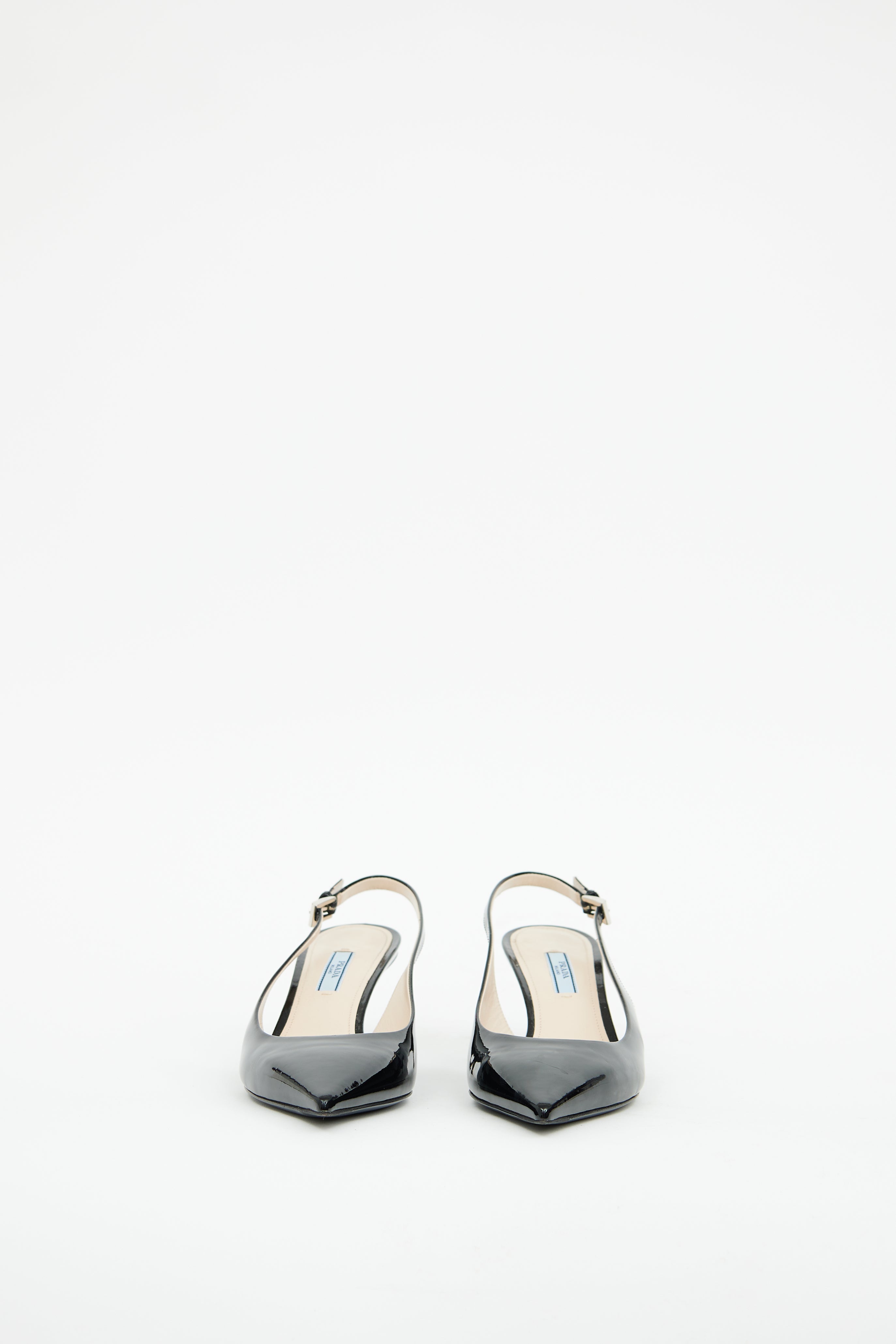 Prada Black Patent Slingback Heel