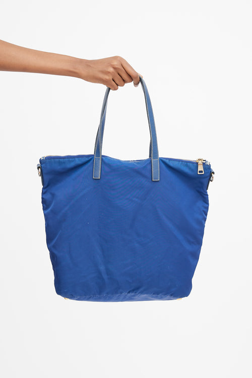 Nylon & Leather Two Way Tote Bag