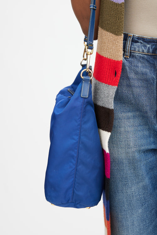 Nylon & Leather Two Way Tote Bag