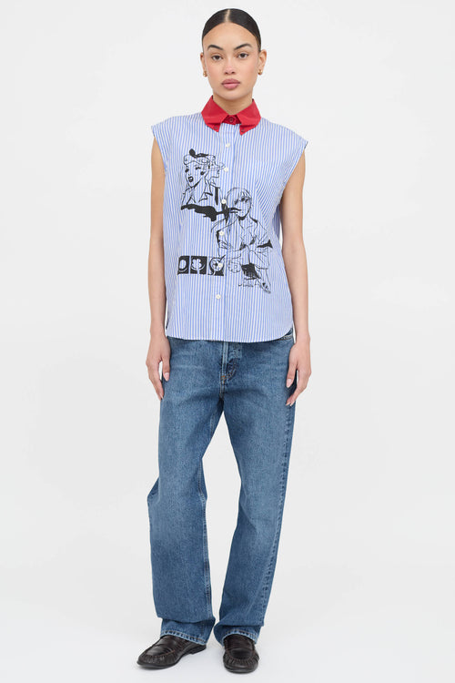 Prada 2018 Printed Striped Top