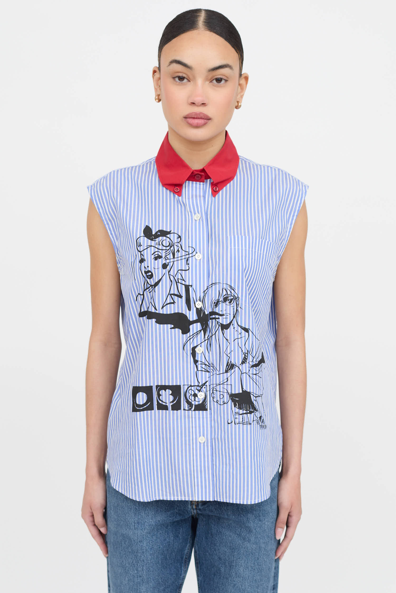 Prada 2018 Printed Striped Top