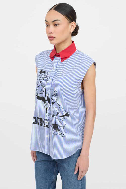 Prada 2018 Printed Striped Top