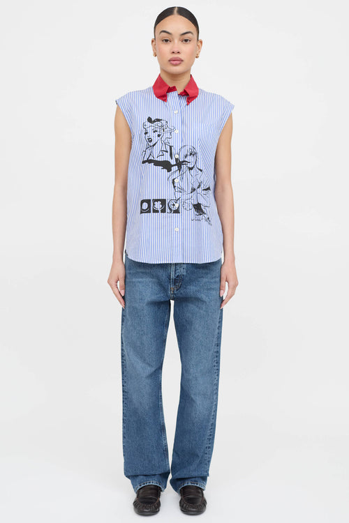 Prada 2018 Printed Striped Top