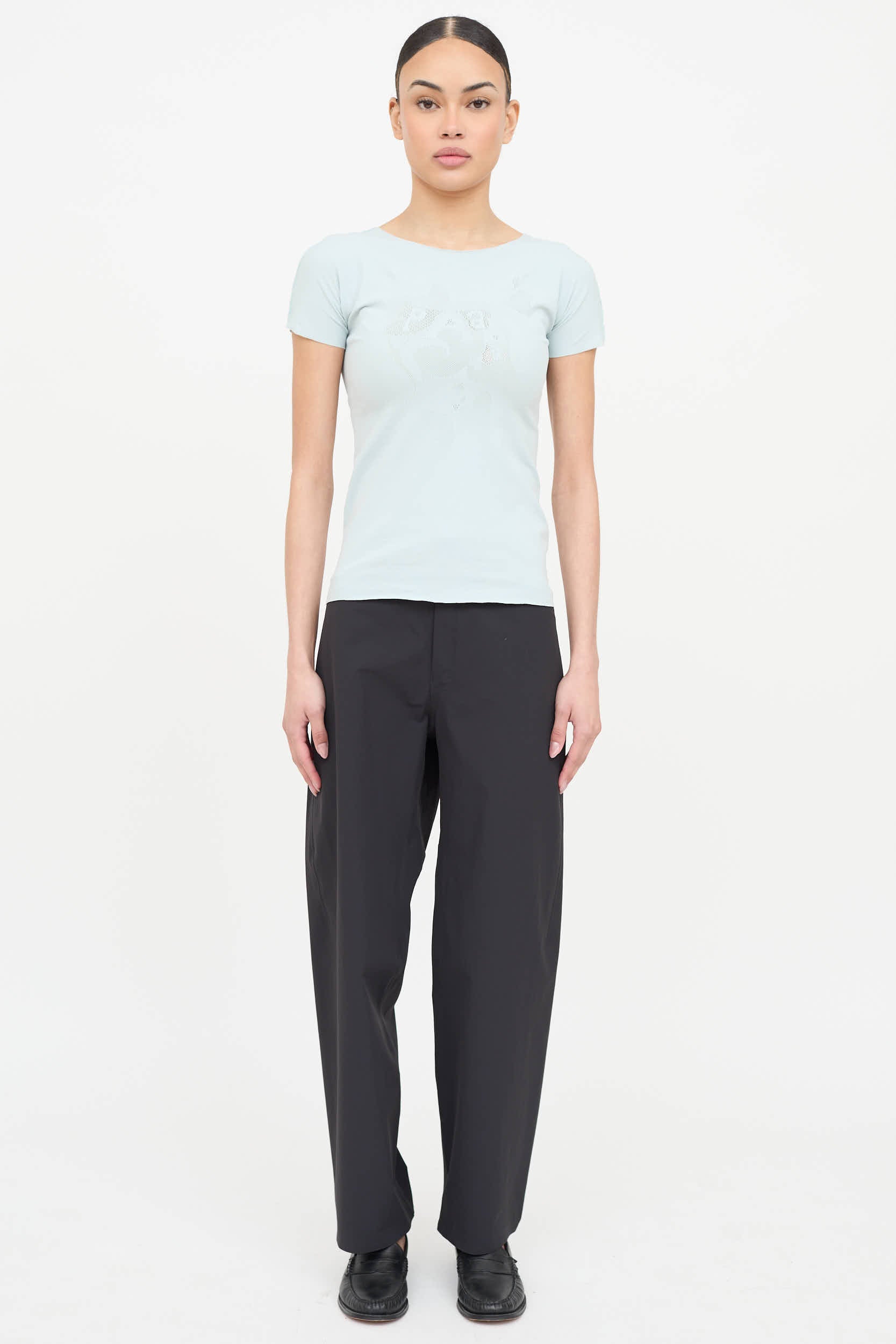Prada Sport Nylon Logo Short Sleeve Top