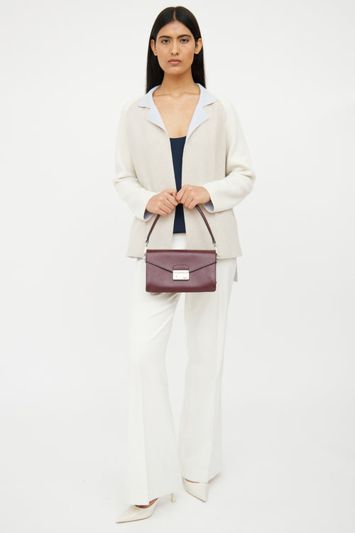 Prada Burgundy Saffiano Sound Two-Way Bag
