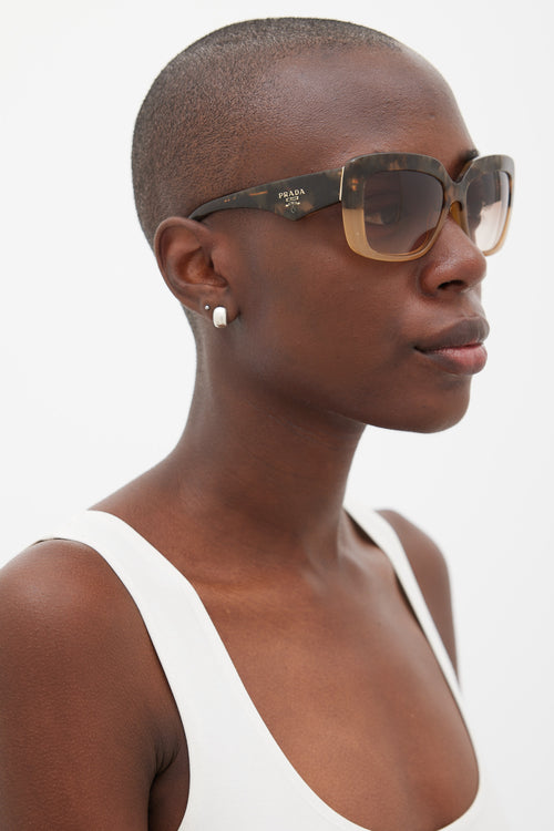 Prada Brown & Beige Rectangular SPR03Q Sunglasses