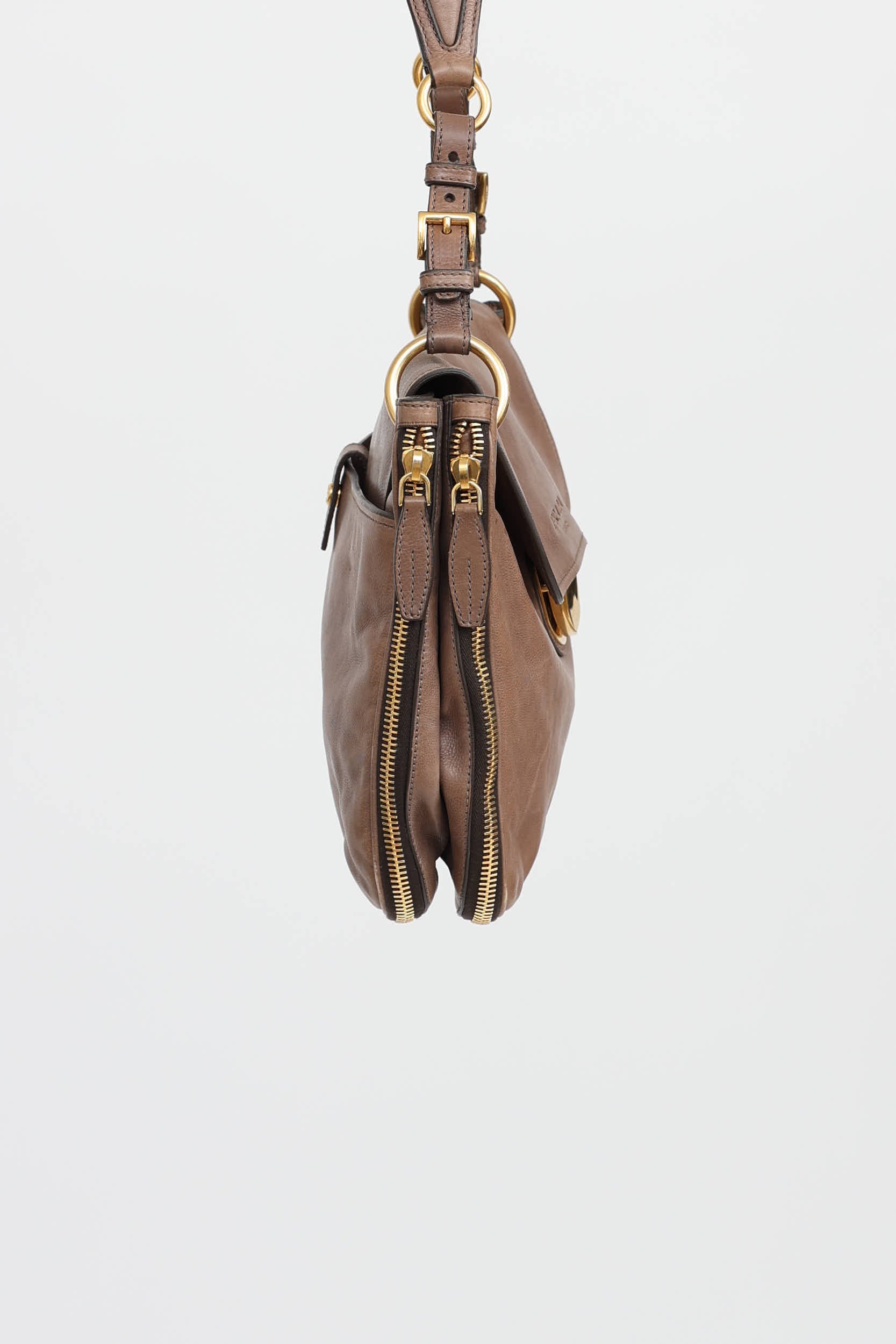 Prada Glace Zip Around Shoulder Bag