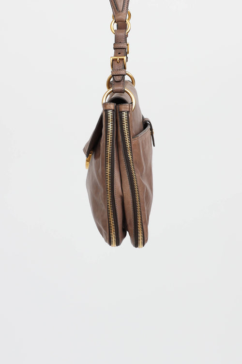 Prada Glace Zip Around Shoulder Bag