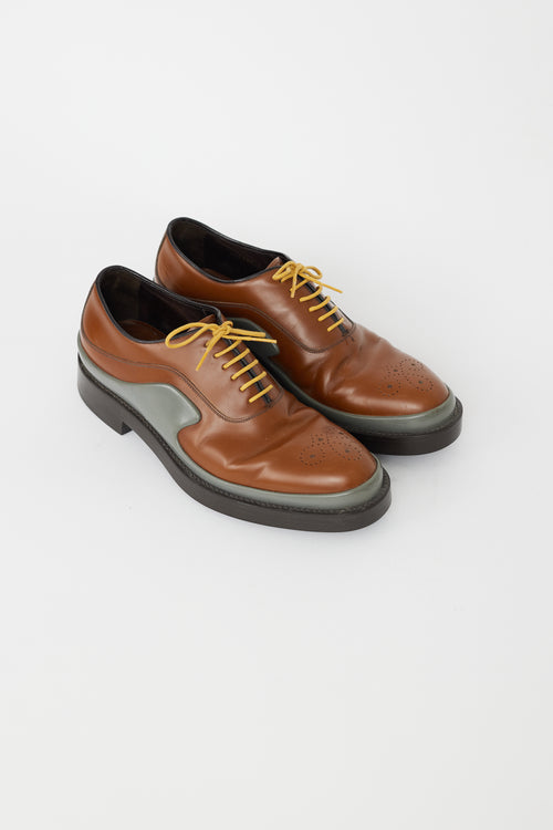 Prada Brown & Grey Leather Oxford