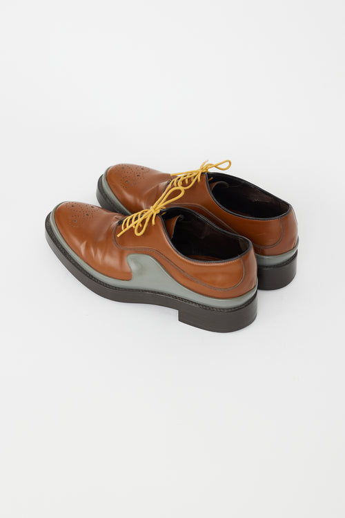 Prada Brown & Grey Leather Oxford