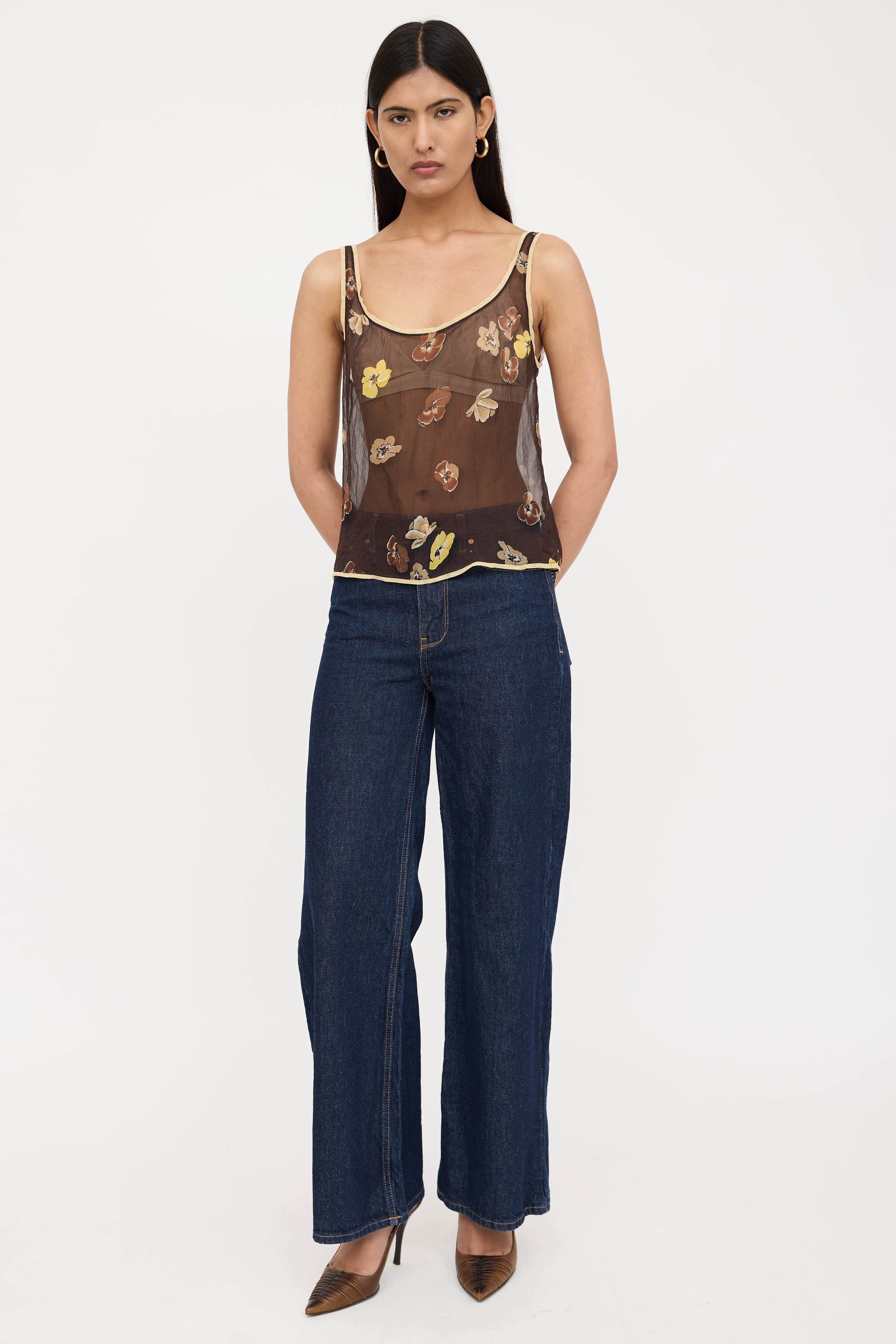 Prada FW 2000 Silk Floral Top