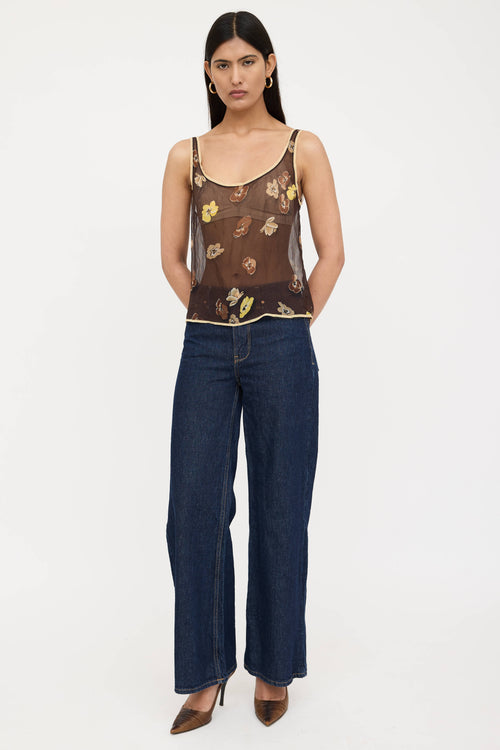 Prada FW 2000 Silk Floral Top