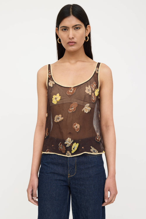 Prada FW 2000 Silk Floral Top