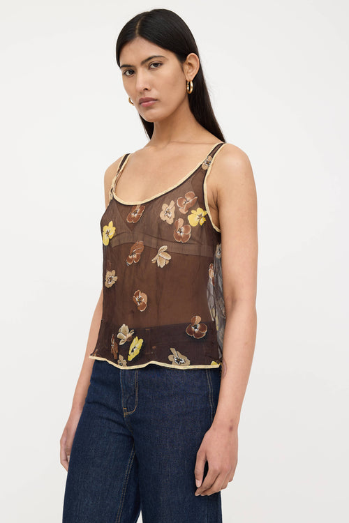 Prada FW 2000 Silk Floral Top