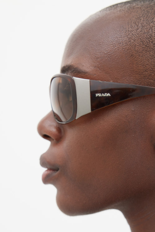 Prada Brown & Silver SPR07G Sunglasses