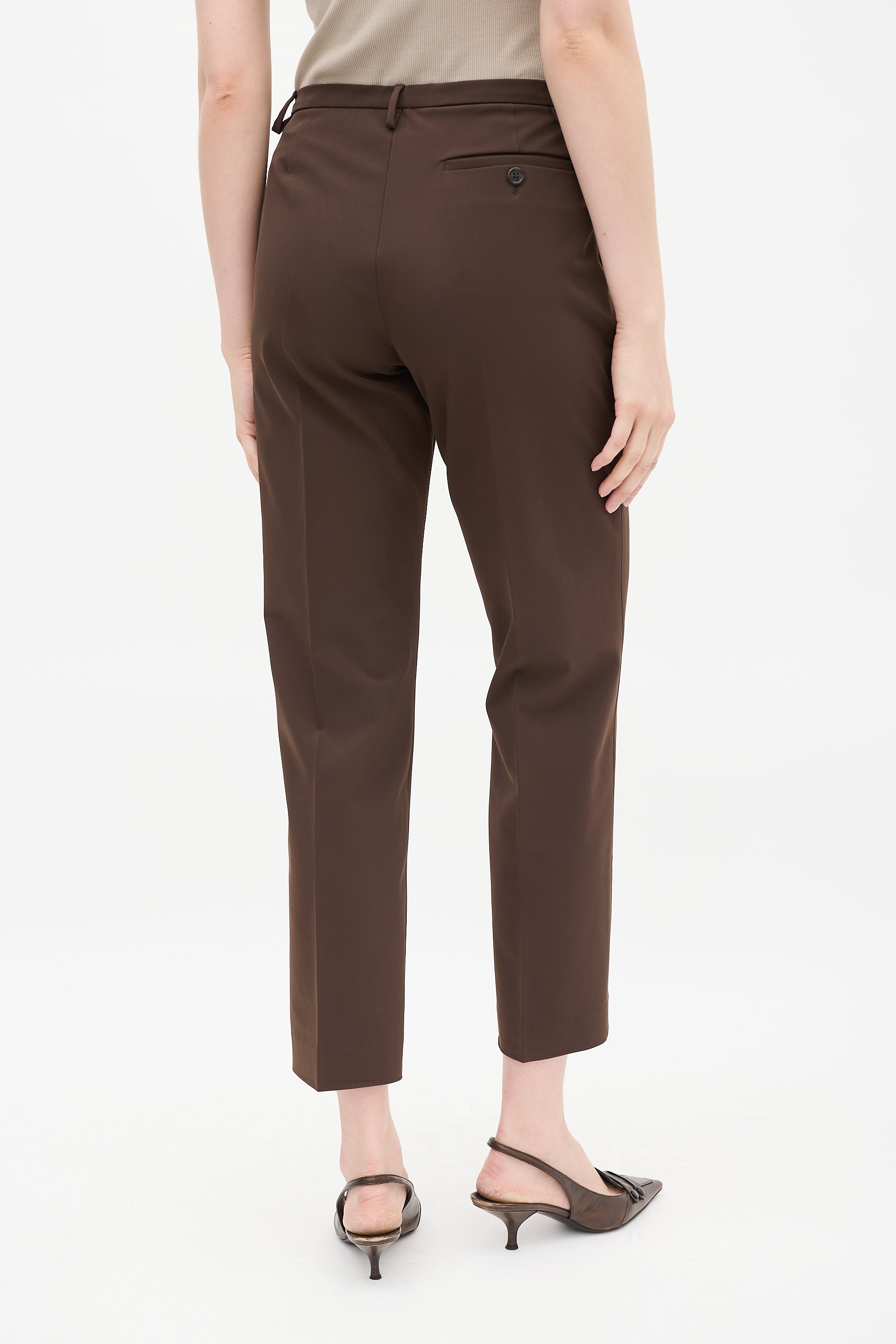 Prada Brown Cropped Straight Leg Trouser