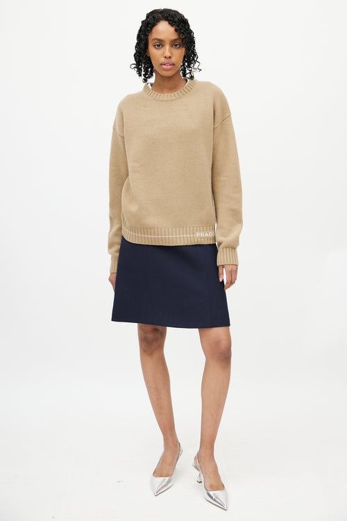 Prada Brown & White Wool Knit Sweater