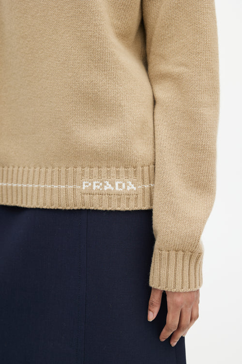 Prada Brown & White Wool Knit Sweater