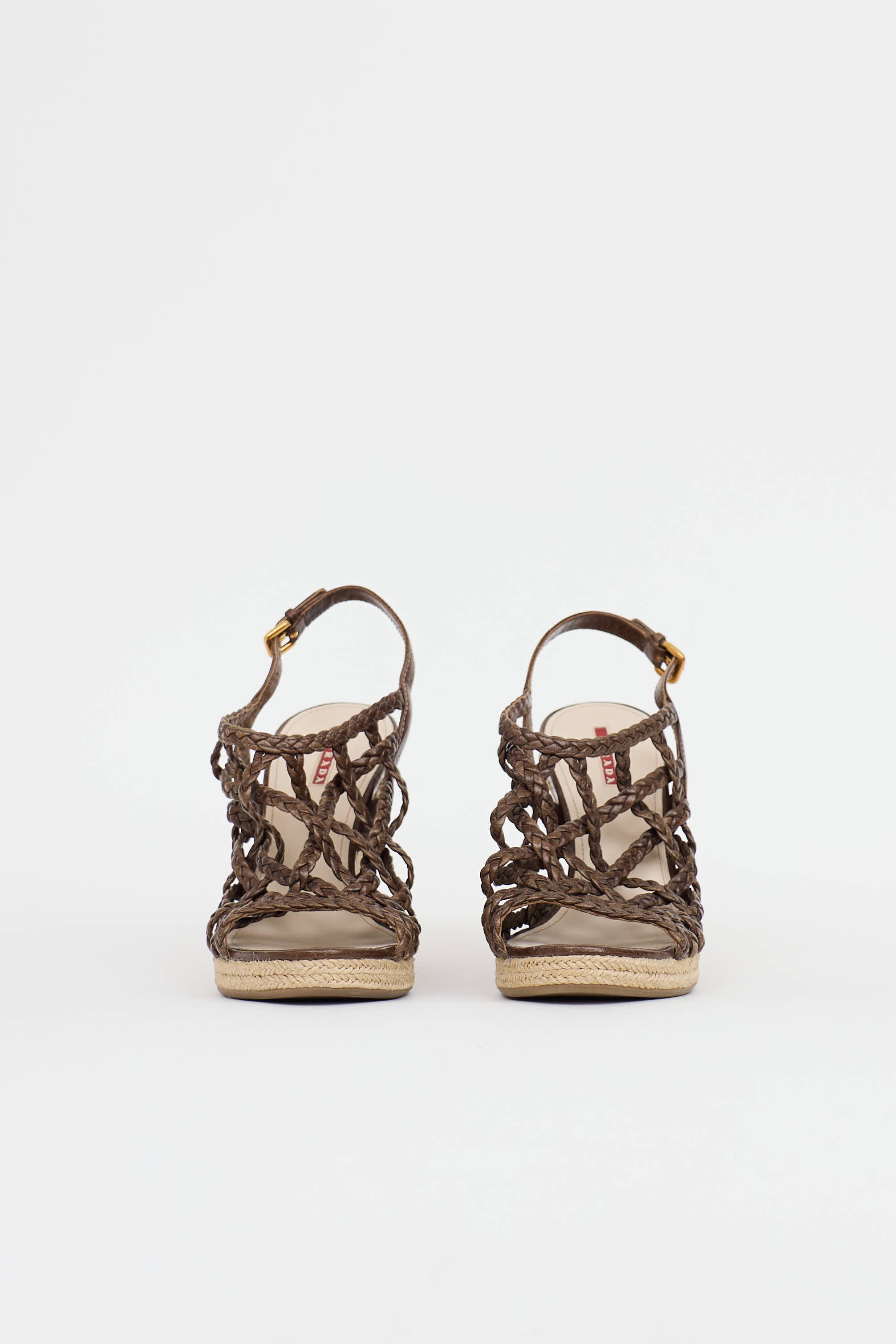Prada Woven Wedge Sandal