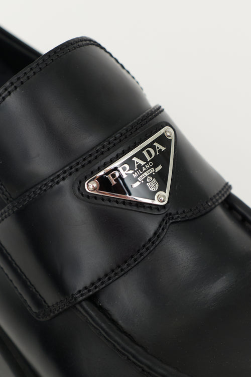 Prada Brushed Leather Monolith Loafer
